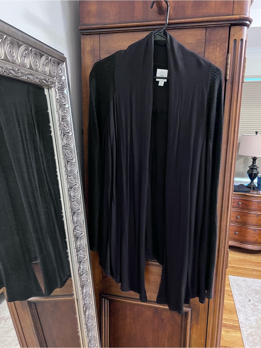 Black Open-Front Women's Cardigan Sweater